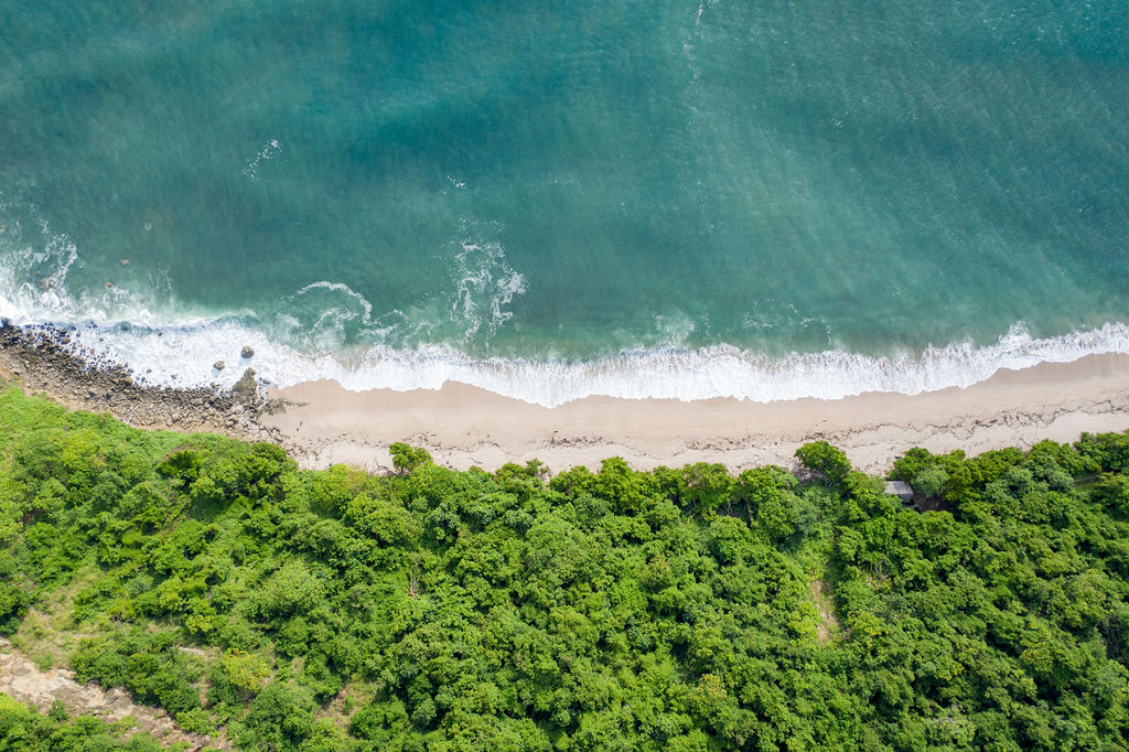 Aerial view of Rancho Santana beach and coastline